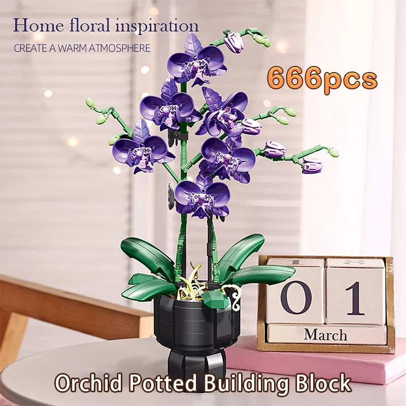 Elegant Violet building block flower set
