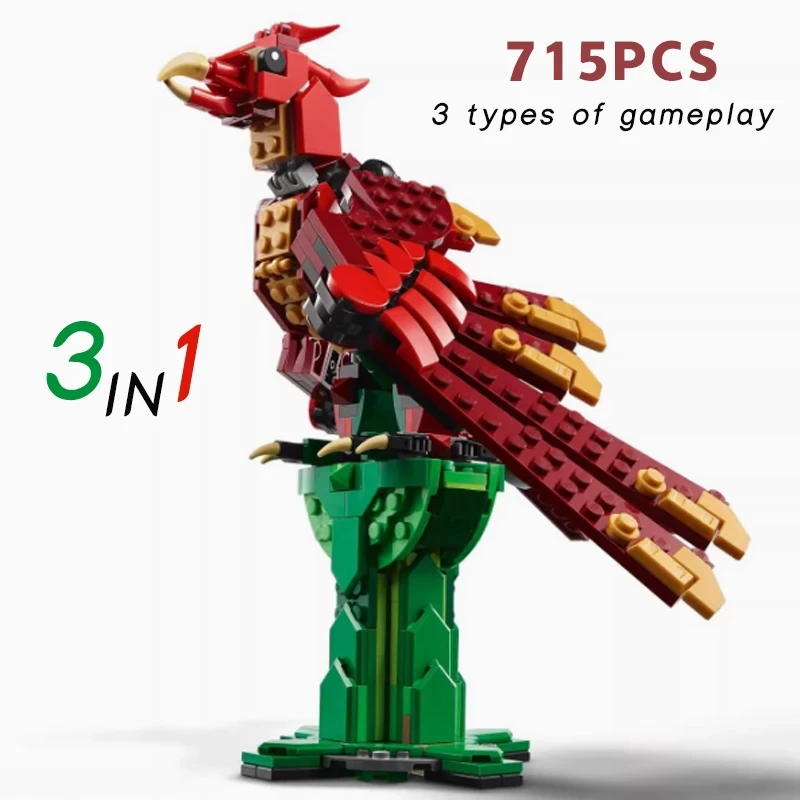 Brickvivid Medieval Dragon Building Set - 715-Piece 3-in-1 Winged Beast - Image 4